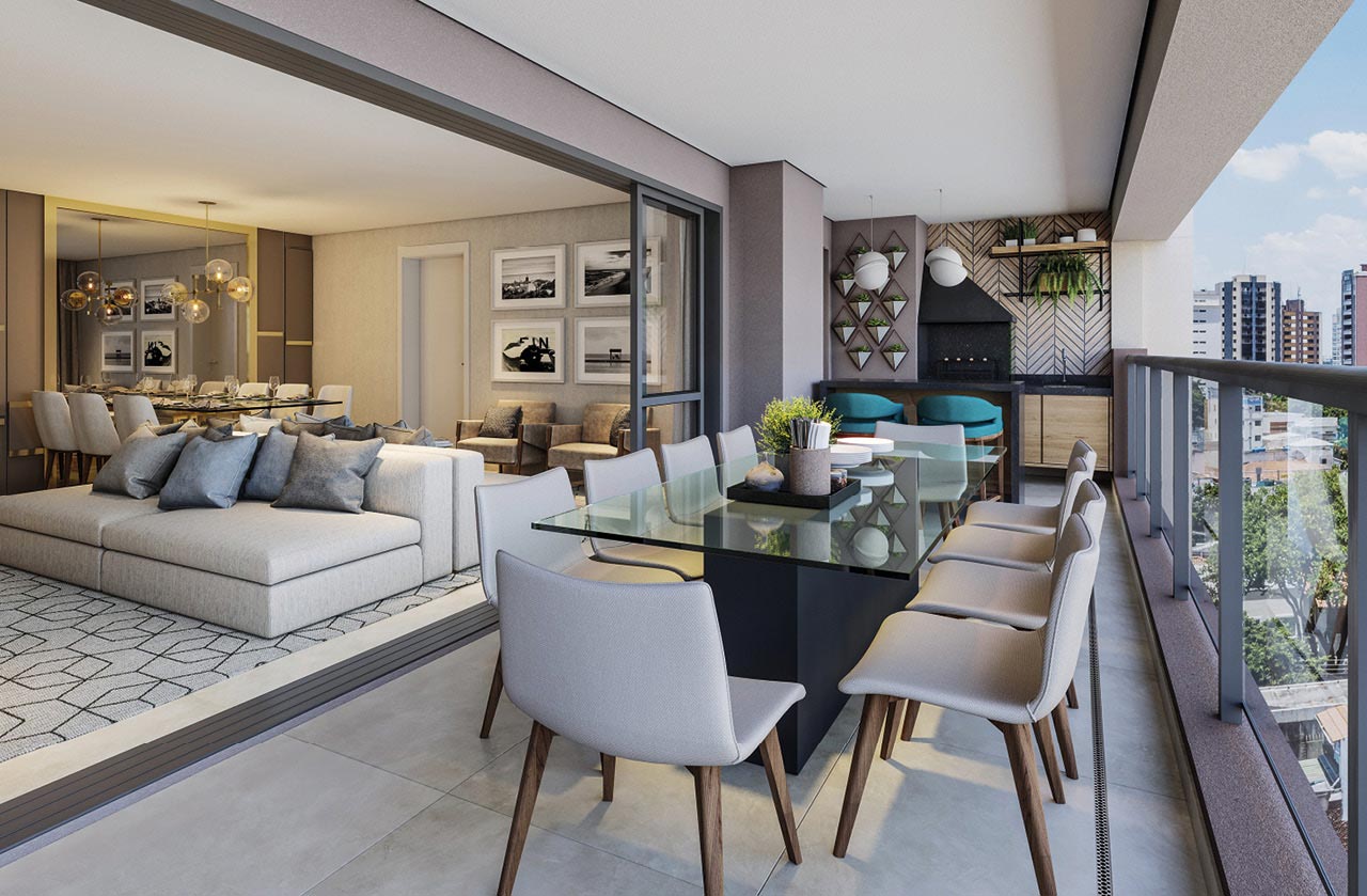 Apartamento alto padrão com varanda gourmet panorâmica